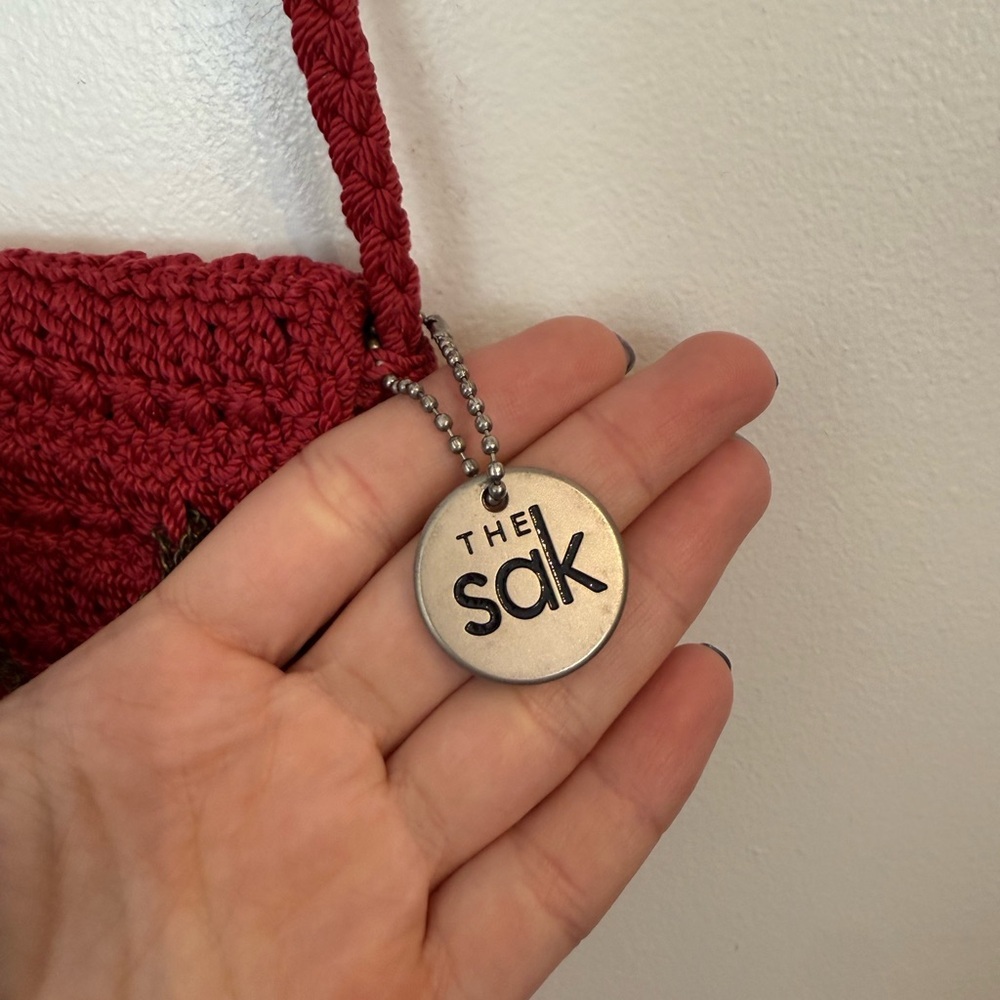 The Sak Red Crochet Shoulder Bag with Gothic Charm - Picture 8 of 12